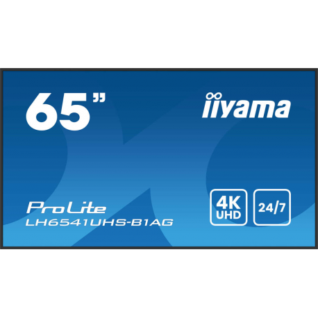 iiyama ProLite LH6541UHS-B1AG - 65" Diagonal Class (64.5" viewable) LED-backlit LCD display - digital signage - 4K UHD (2160p) 3840 x 2160 - black bezel with glossy finish - 1