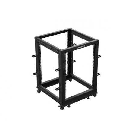 Lanberg - Rack open frame - 600 x 600 - 1100, adjustable - free-standing - black, RAL 9004 - 15U - 19" - 4