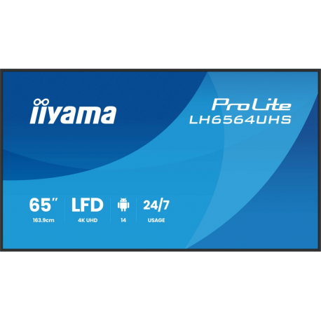 iiyama ProLite LH6564UHS-B1AG - 65" Diagonal Class (64.5" viewable) LED-backlit LCD display - digital signage - with built-in SoC media player - 4K UHD (2160p) 3840 x 2160 - black bezel with matte finish - 1