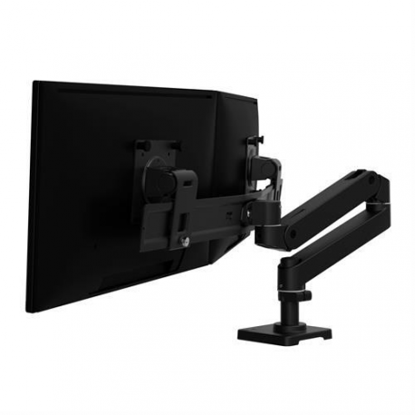 Ergotron LX Pro - Mounting kit (dual direct arm, 2 pivots, 2-piece desk clamp, attachment hardware, base, dual displays bow, extension, pole, pole collar) - for 2 flat panels - aluminium - black - screen size: up to 27" - desk-mountable - 0