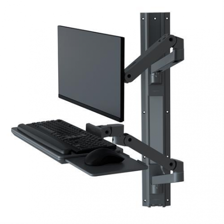 Ergotron LX Pro - Mounting kit (2 arms, 2 extensions, keyboard tray, slide-out mouse tray, mouse holder, 2 wall mount bases, wall track 34", wall bracket, 2 cable channels, monitor pivot, keyboard pivot) - for LCD display  /  PC equipment - aluminium - dark grey - screen size: up to 34" - 0