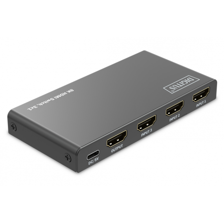DIGITUS - Video / audio switch - 8K, 3x1 - 4 x HDMI - desktop - 1