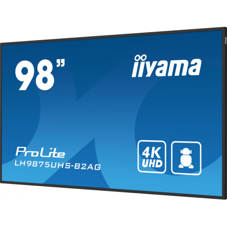 iiyama ProLite LH9875UHS-B2AG - 98" Diagonal Class (97.5" viewable) LED-backlit LCD display - digital signage - with built-in media player / optional slot-in PC capability - 4K UHD (2160p) 3840 x 2160 - black bezel with matte finish - 6