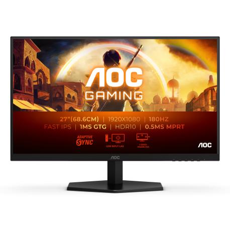 AOC Gaming 27G42E - LED monitor - gaming - 27" - 1920 x 1080 Full HD (1080p) @ 180 Hz - Fast IPS - 1000:1 - HDR10 - 0.5 ms - HDMI, DisplayPort - black, red - 0