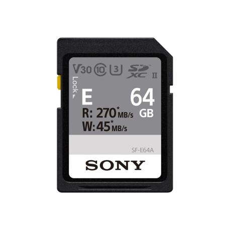 Sony E Series SF-E64A - Flash memory card - 64 GB - Video Class V30 / UHS-I U3 / Class10 - SDXC UHS-II - 0