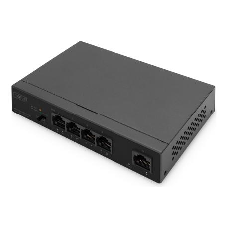DIGITUS - Switch - unmanaged - 4 x 10 / 100 / 1000 (PoE) + 1 x 10 / 100 / 1000 (uplink) - desktop - PoE (60 W) - 0
