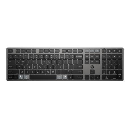 HP 725 - Keyboard - multi-device, rechargeable, powered by SuperCapacitor - full size - wireless - 2.4 GHz, Bluetooth - QWERTY - International English - nightfall black - 0