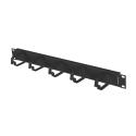 Lanberg - Rack cable management panel - RAL 9004, black - 1U - 19"