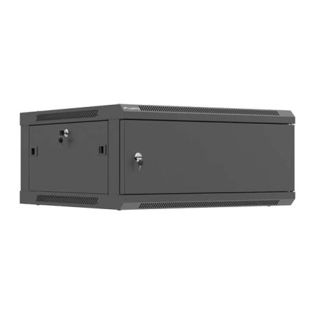 Lanberg WF01 Series - Rack cabinet - 600x600, flat pack, with metal door - wall mountable - black, RAL 9004 - 4U - 19" - 0
