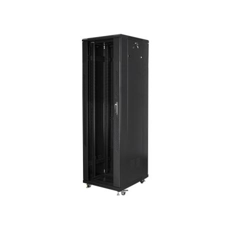 Lanberg FF01 series - Rack cabinet - with 4 cooling fans - free-standing, floor-standing - black, RAL 9004 - 42U - 19" - 0