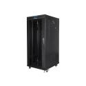Lanberg - Rack cabinet - with 4 cooling fans, display - black, RAL 9004 - 27U - 19"