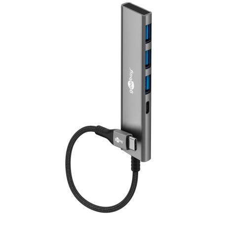 goobay - Hub - 5 Gbit / s, slim - 1 x USB-C 3.2 + 3 x USB 3.2 - desktop - 0