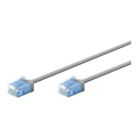 goobay - Patch cable - RJ-45 (M) to RJ-45 (M) - 15 cm - 2.8 mm - U / UTP, Unshielded - CAT 6a - halogen-free, slim, stranded - grey - 0