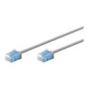 goobay - Patch cable - RJ-45 (M) to RJ-45 (M) - 15 cm - 2.8 mm - U / UTP, Unshielded - CAT 6a - halogen-free, slim, stranded - grey