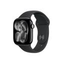 Apple Watch Series 11 (GPS + Cellular) - 42 mm - jet black aluminium - smart watch with sport band - fluoroelastomer - black - band size: M/L - 64 GB - Wi-Fi 4, UWB, Bluetooth - 5G - 30.3 g