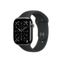 Apple Watch Series 11 (GPS + Cellular) - 46 mm - slate titanium - smart watch with sport band - fluoroelastomer - black - band size: M/L - 64 GB - LTE, Wi-Fi 4, UWB, Bluetooth - 5G - 43.1 g