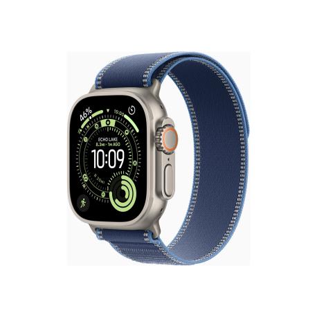 Apple Watch Ultra 3 - 49 mm - natural titanium - Yes smart watch with Trail Loop - nylon weave - blue/bright blue - band size: M/L - 64 GB - LTE, NFC, Wi-Fi 4, UWB, Bluetooth - 5G - 61.6 g - 0