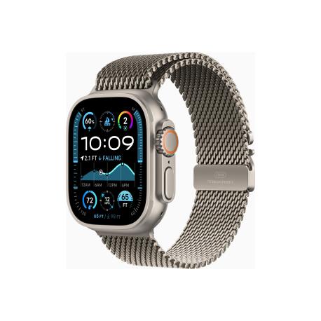 Apple Watch Ultra 2 - 49 mm - natural titanium - smart watch with milanese loop - band size: L - 64 GB - LTE, Wi-Fi 4, UWB, Bluetooth - 4G - 61.4 g - 0