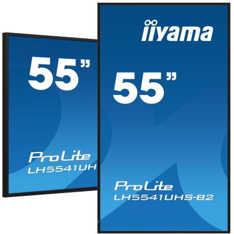 iiyama ProLite LH5541UHS-B2 - 55" Diagonal Class (54.6" viewable) LED-backlit LCD display - digital signage - 4K UHD (2160p) 3840 x 2160 - black, glossy - 1