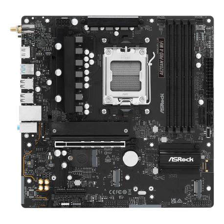 ASRock A620AM Pro-A WiFi - Motherboard - micro ATX - Socket AM5 - AMD A620A Chipset - USB 3.2 Gen 1, USB-C 3.2 Gen 1 - 2.5 Gigabit LAN, Wi-Fi 6E, Bluetooth - onboard graphics (CPU required) - HD Audio (8-channel) - 0