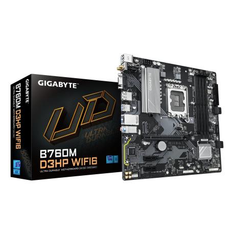Gigabyte B760M D3HP WIFI6 - Motherboard - micro ATX - LGA1700 Socket - B760 Chipset - USB-C 3.2 Gen 1, USB 3.2 Gen 1 - Gigabit LAN, Bluetooth, Wi-Fi 6 - onboard graphics (CPU required) - HD Audio (8-channel) - 0