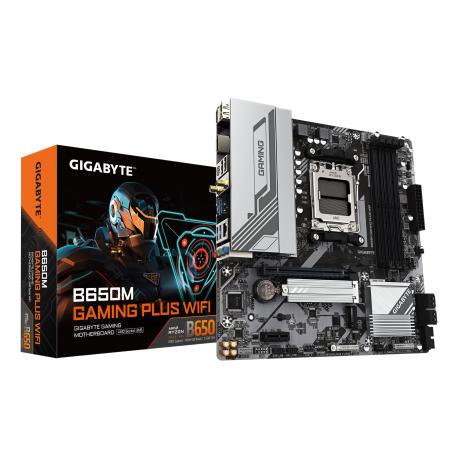 Gigabyte B650M GAMING PLUS WIFI - 1.X - motherboard - micro ATX - Socket AM5 - AMD B650 Chipset - USB 3.2 Gen 1, USB-C 3.2 Gen 1 - 2.5 Gigabit LAN, Bluetooth, Wi-Fi 6E - onboard graphics (CPU required) - HD Audio (8-channel) - 0