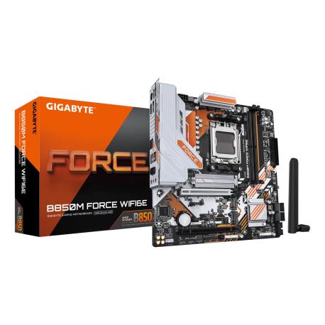 Gigabyte B850M FORCE WIFI6E - Motherboard - micro ATX - Socket AM5 - AMD B850 Chipset - USB-C 3.2 Gen 1, USB 3.2 Gen 2, USB 3.2 Gen 1 - 2.5 Gigabit LAN, Wi-Fi 6E, Bluetooth - onboard graphics (CPU required) - HD Audio (8-channel) - 0