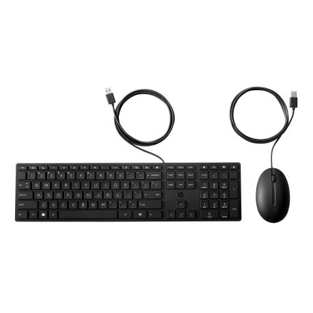 HP Desktop 320MK - Keyboard and mouse set - 3-zone layout, low profile key travel - full size - USB - QWERTY - International English - black - Smart Buy - 0