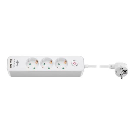 goobay - Power strip - AC 230 V - 3680 Watt - input: power CEE 7 / 7 - output connectors: 3 (2 x USB, 3 x CEE 7 / 4) - 1.5 m cord - white - 0