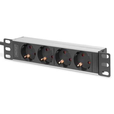 DIGITUS - Power strip (rack-mountable) - AC 250 V - 4000 Watt - input: CEE 7/4 - output connectors: 4 (4 x power) - 1U - 10" - 2 m cord - 0