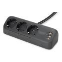 DIGITUS - Power strip - AC 250 V - 3680 Watt - input: power - output connectors: 3 (3 x power Type F, 2 x USB, USB-C) - 1.5 m cord - black