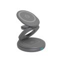 ICY BOX IB-SH101-CH - Wireless charging stand - 3-in-1 + AC power adapter - 15 Watt - 3 A - PD, QC - anthracite, grey
