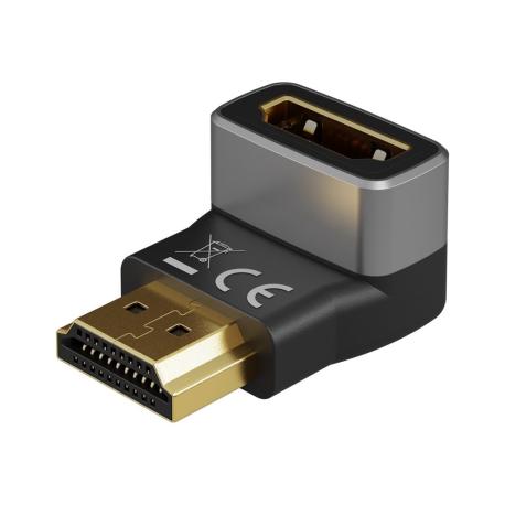 Goobay 72011 HDMI™ Angled Adapter 270° Vertical, 8K @ 60 Hz, Gold-Plated, Black, Silver - 0
