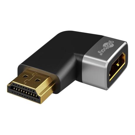 Goobay 72012 HDMI™ Angled Adapter 270° Horizontal, 8K @ 60 Hz, Gold-Plated, Black, Silver - 0