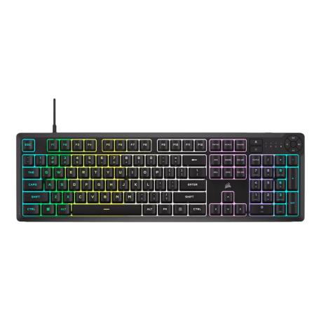 CORSAIR K55 CORE RGB - Keyboard - 100% - full size - backlit - USB - QWERTY - US - black - 0