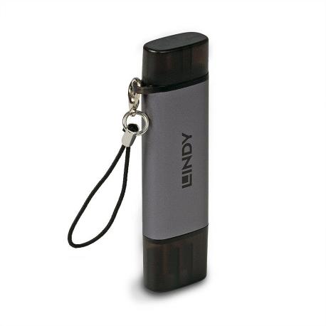 Lindy - Card reader (MMC, SD, miniSD, RS-MMC, MMCmobile, microSD, MMCmicro, SDHC, microSDHC, SDXC, microSDXC, SDHC UHS-I, SDXC UHS-I) - USB / USB-C 3.2 - 0