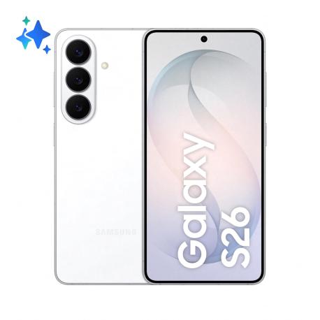 Samsung Galaxy S26 - 5G smartphone - dual-SIM - RAM 12 GB  /  Internal Memory 512 GB - OLED display - 6.3" - 2340 x 1080 pixels (120 Hz) - 3x rear cameras 50 MP, 12 MP, 10 MP - front camera 12 MP - white - 0