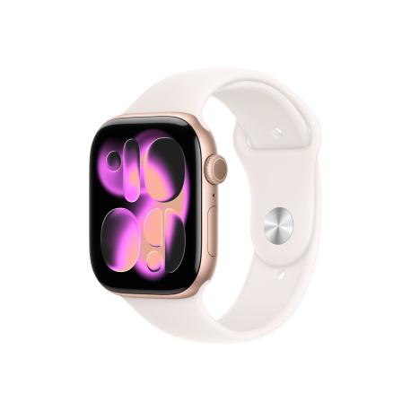 Apple Watch Series 11 (GPS + Cellular) - 46 mm - rose gold aluminium - smart watch with sport band - fluoroelastomer - light blush - band size: S/M - 64 GB - LTE, Wi-Fi 4, UWB, Bluetooth - 5G - 36.9 g - 0