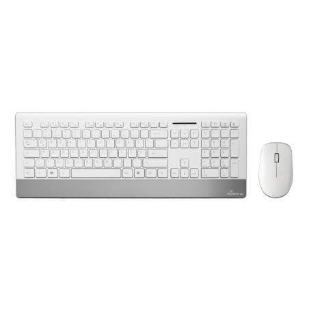 MediaRange MROS106 - Highline Series - keyboard and mouse set - wireless - 2.4 GHz - silver white GERMAN LAYOUT - 0