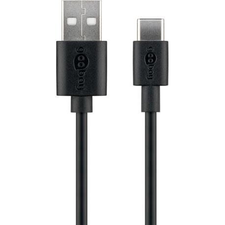 goobay - USB cable - USB-C (M) reversible to USB (M) - USB 2.0 - 5 V - 3 A - 3 m - black - 0