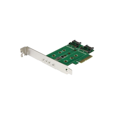 StarTech.com 3-port M.2 SSD (NGFF) Adapter Card - Supports 1x PCIe (NVMe) M.2 SSD, 2x SATA III M.2 SSDs - PCIe 3.0 Adapter (PEXM2SAT32N1) - Interface adapter - M.2 - M.2 Card  /  SATA 6Gb / s - PCIe 3.0 - 5