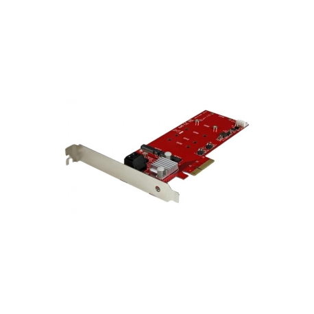 StarTech.com 2x M.2 NGFF SSD RAID Controller Card plus 2x SATA III Ports - PCIe - Two Slot PCI Express M.2 RAID Card plus Two SATA Ports (PEXM2SAT3422) - Storage controller (RAID) - M.2 - M.2 Card  /  SATA 6Gb / s - RAID 0, 1, 10, JBOD - PCIe 2.0 x2 - for P / N: BNDTB10GI, BNDTB210GSFP, BNDTB310GNDP, BNDTB410GSFP, BNDTB4M2E1, BNDTBUSB3142 - 2