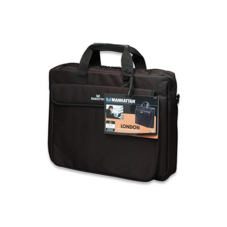 Manhattan London Laptop Bag 15.6", Top Loader, Black, LOW COST, Accessories Pocket, Shoulder Strap (removable), Cheaper alternative to Targus TAR300, Notebook Case, Three Year Warranty - Notebook carrying case - 15.6" - black - 0