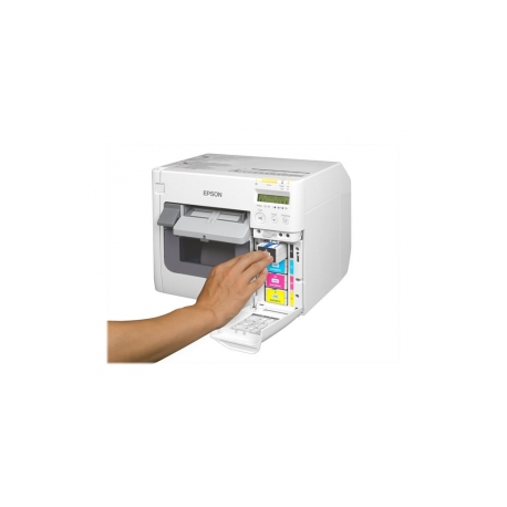 Epson TM C3500 - Label printer - colour - ink-jet - 112 mm (width) - 720 x 360 dpi - up to 103 mm / sec - LAN, USB host - cutter - 3