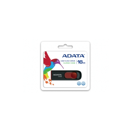 ADATA Classic Series C008 - USB flash drive - 16 GB - USB 2.0 - black, red - 1