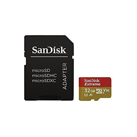 SanDisk Extreme - Flash memory card (microSDHC to SD adapter included) - 32 GB - A1 / Video Class V30 / UHS-I U3 / Class10 - microSDHC UHS-I - 0