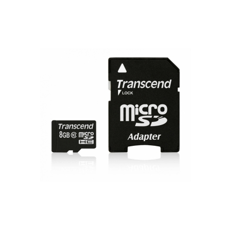 Transcend Premium - Flash memory card (microSDHC to SD adapter included) - 8 GB - Class 10 - 133x - microSDHC - 0