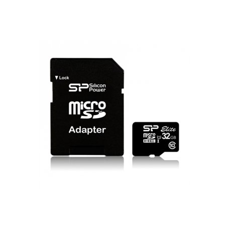 SILICON POWER Elite - Flash memory card (microSDHC to SD adapter included) - 16 GB - Class 10 - microSDHC UHS-I - 0