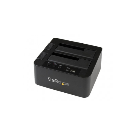 StarTech.com Dual Bay USB 3.0 /  eSATA Hard Drive Duplicator Dock for 2.5" & 3.5" SATA SSD HDD with UASP (6Gbps) - Standalone Docking Station (SDOCK2U33RE) - Storage controller with power indicator - 2.5", 3.5" - SATA 6Gb / s - USB 3.0 - black - for P / N: SVA12M5NA - 0