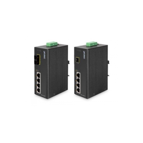 PLANET ISW-504PT - Switch - 4 x 10 / 100 (PoE) + 1 x 10 / 100 - DIN rail mountable, wall-mountable - PoE - DC power - 0